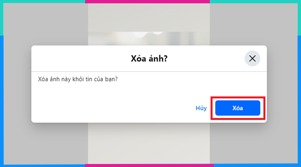 Minh họa bước xác nhận xóa Story trên Facebook máy tính
