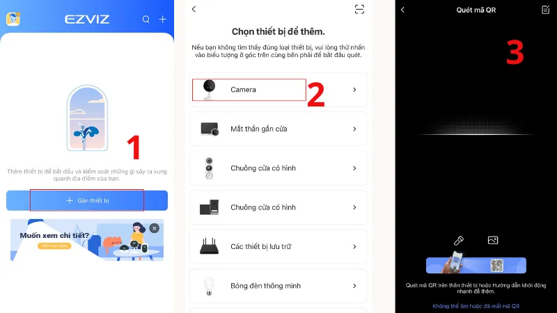 Cài đặt camera Ezviz vào điện thoại bằng cách quét mã QR