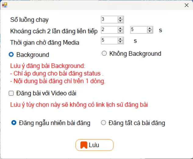 Cài đặt cấu hình thực hiện cách đăng bài tự động trên facebook với thời gian nghỉ tối ưu