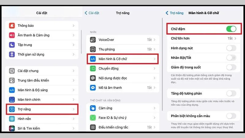 Cài đặt chế độ Chữ đậm trên iPhone