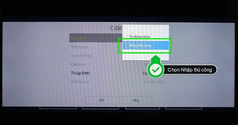 Cài đặt IP thủ công cho tivi Samsung