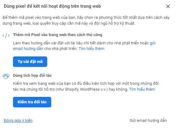 Cài đặt mã Pixel vào trang web một cách thủ công