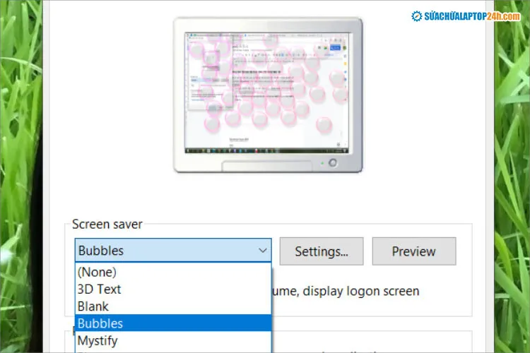 Cài đặt màn hình chờ cho Win 10, hiển thị hình minh họa