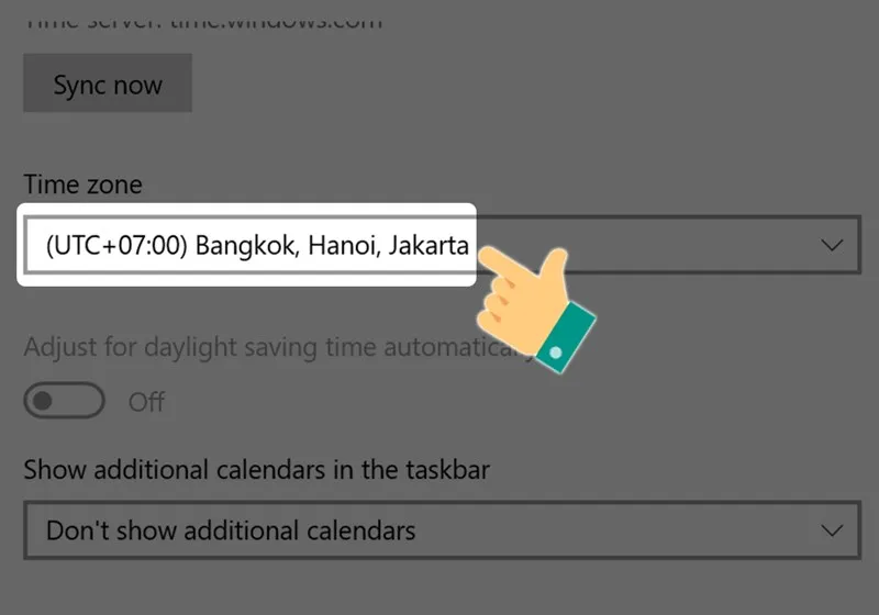 Cài đặt múi giờ Việt Nam (UTC +07:00) cho máy tính