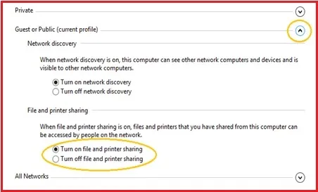 Cài đặt nâng cao trong Network and Sharing Center để cài scan máy photocopy Ricoh