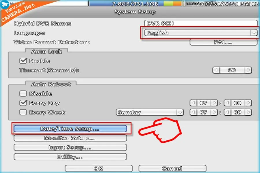 Cài đặt ngày giờ chính xác cho đầu ghi qua Vantech V1