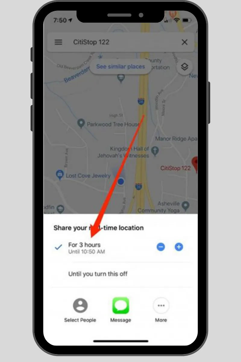Cài đặt thời gian chia sẻ vị trí sau khi áp dụng cách cài đặt phần mềm theo dõi điện thoại Samsung
