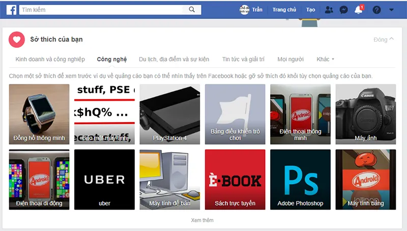 Cài đặt và quản lý Sở thích của bạn để kiểm soát giới thiệu quảng cáo