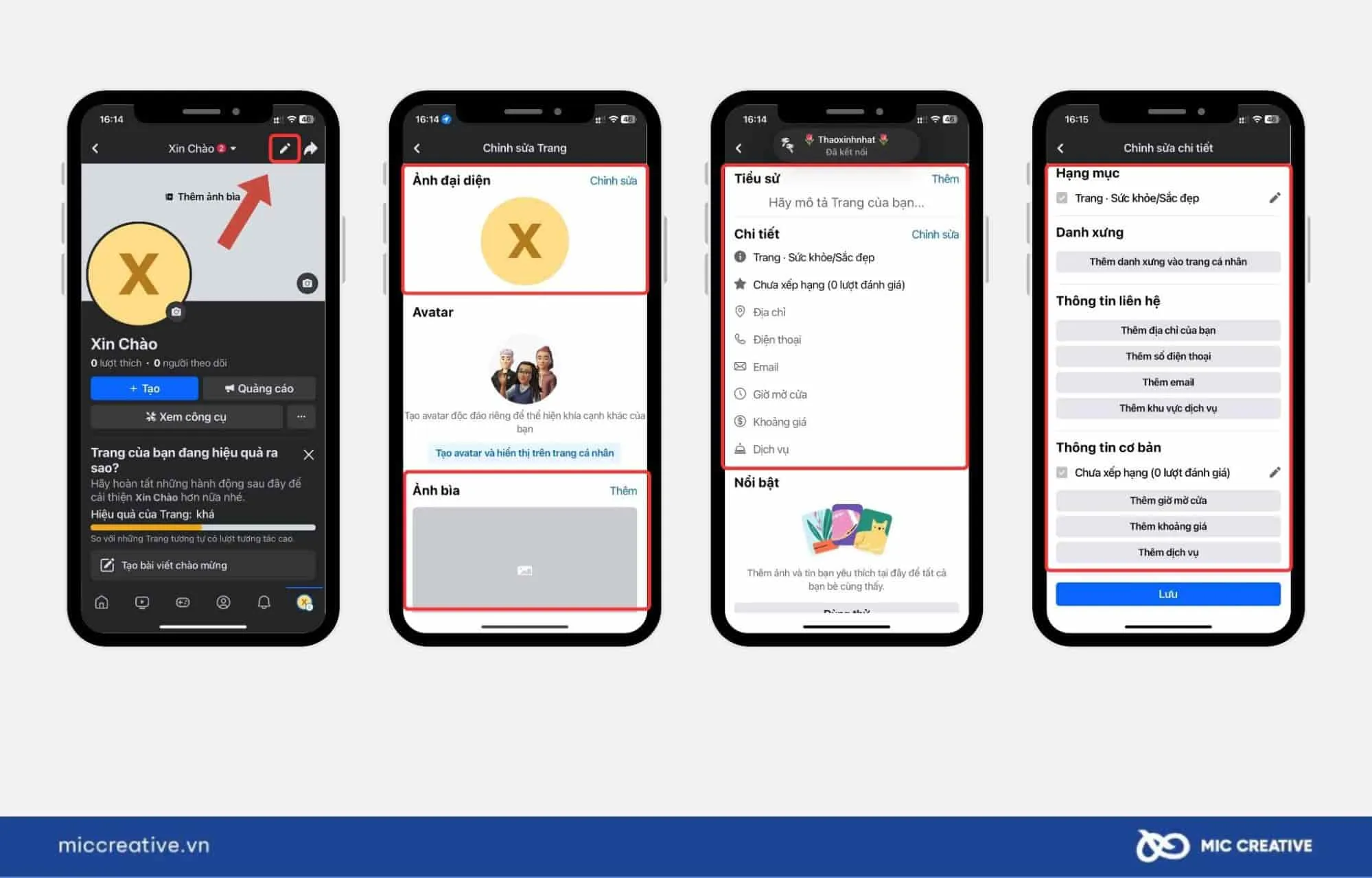 Cập nhật hồ sơ và ảnh đại diện, ảnh bìa để hoàn thiện cách lập page facebook