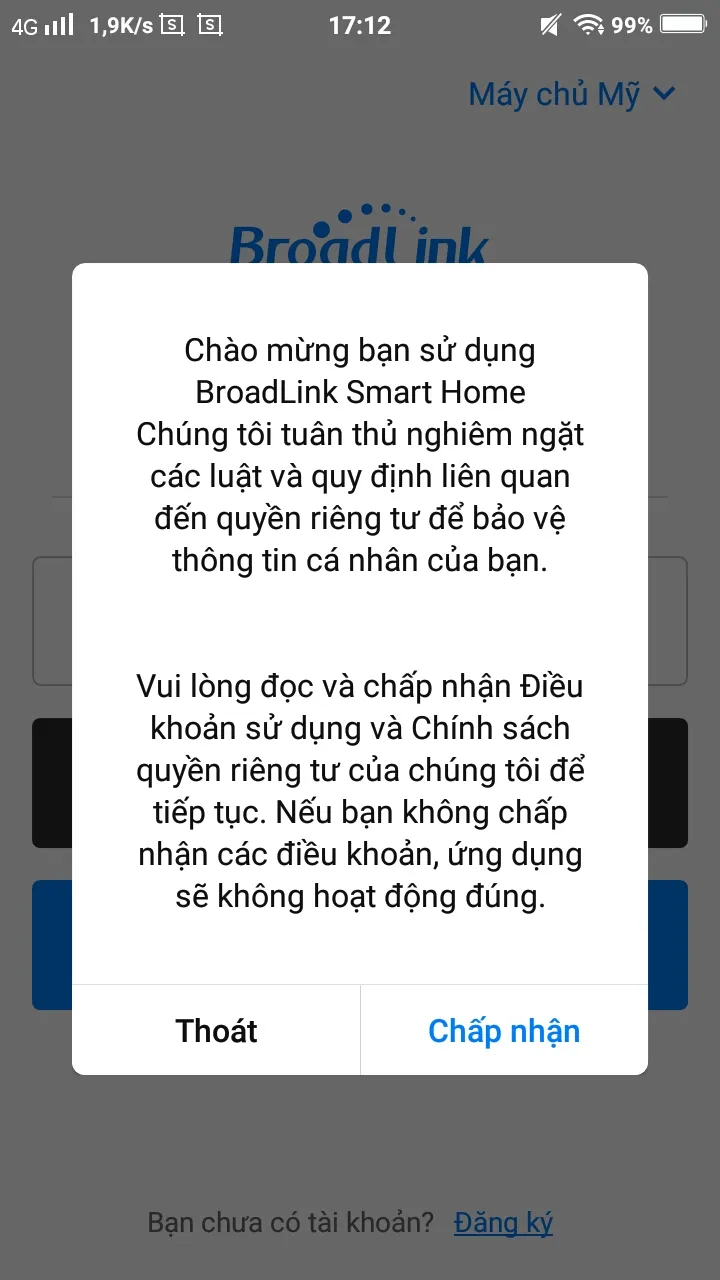 Cấp quyền đầy đủ cho ứng dụng BroadLink