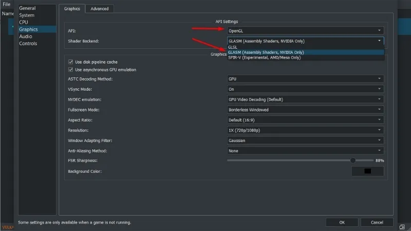 Cấu hình Graphics trên Yuzu cho Card đồ họa Nvidia