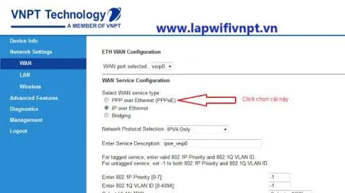 Cấu hình mạng LAN và kiểm tra DHCP trong trang quản lý modem VNPT