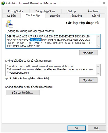 Cấu hình thêm định dạng tệp MP4, MP3 vào danh sách các loại tệp được phép download