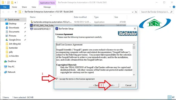 Chấp nhận các điều khoản trong Thỏa thuận cấp phép của Bartender