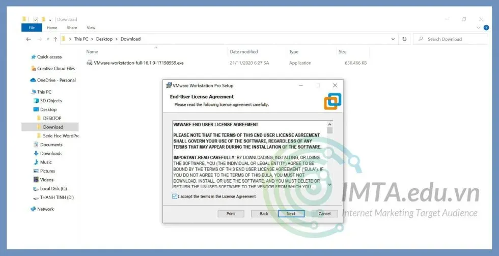Chấp nhận điều khoản VMware