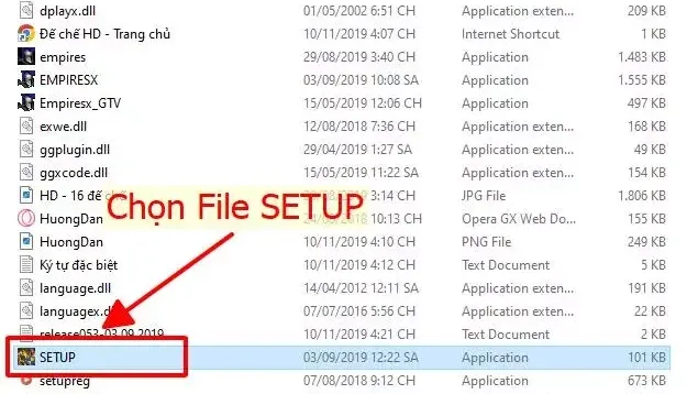 Chạy file SETUP.