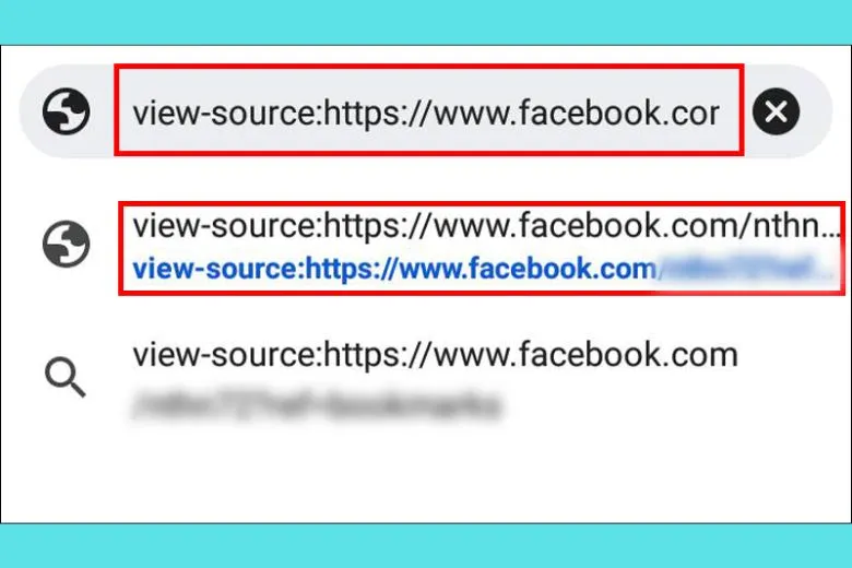 Chèn view-source: vào địa chỉ trình duyệt để kiểm tra mã nguồn tìm cách để biết ai vào Facebook của mình