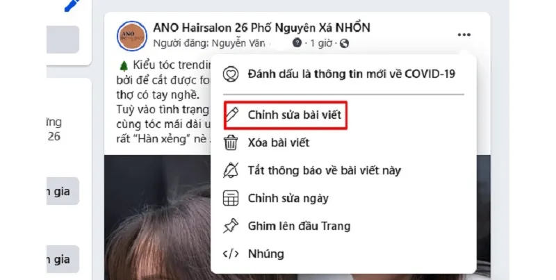 Chỉnh sửa nội dung bài viết quảng cáo đã tắt