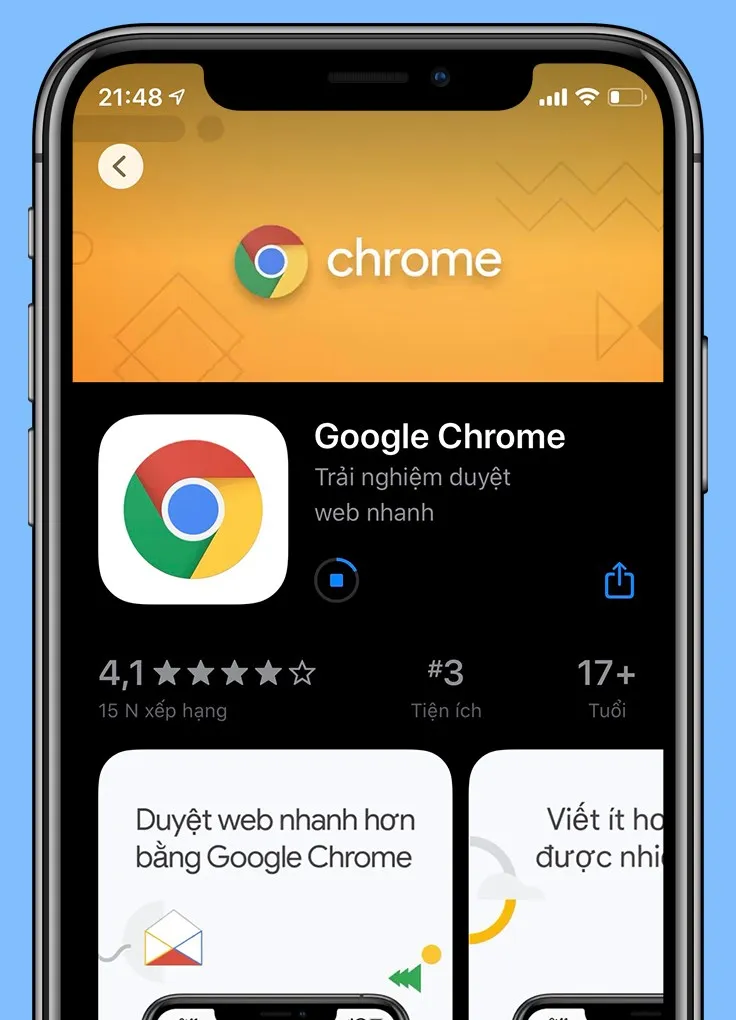Chờ một để tải Google Chrome