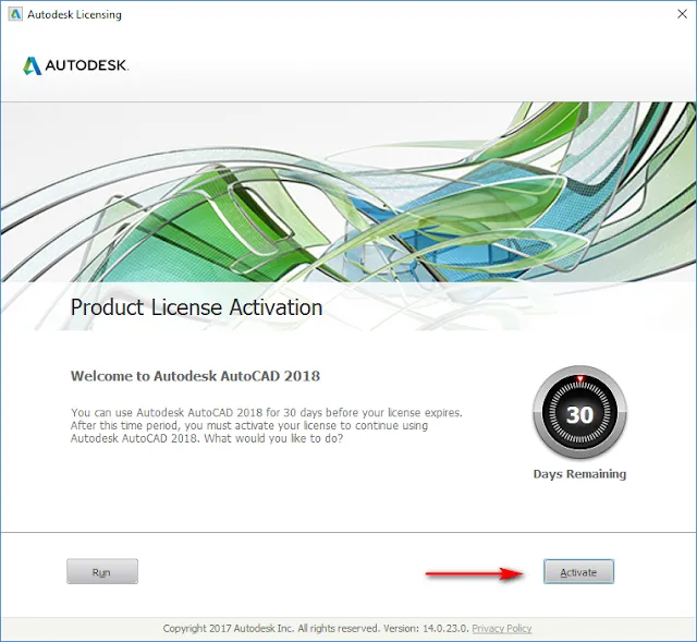 Chọn Active để tiến hành kích hoạt bản quyền AutoCAD 2018