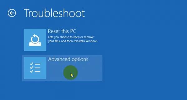 Chọn Advanced options để vào các công cụ phục hồi