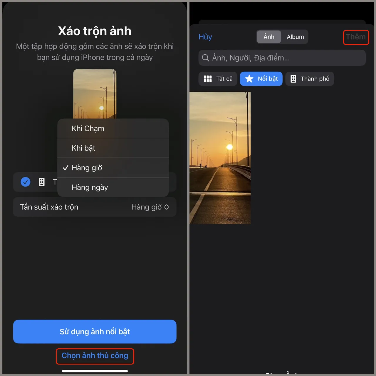 Chọn ảnh thủ công để tiến hành lựa chọn các bức ảnh cho hình nền thay đổi liên tục