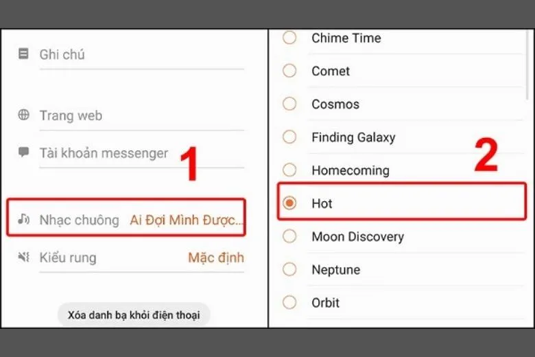 Chọn bài hát làm nhạc chuông riêng cho số liên lạc