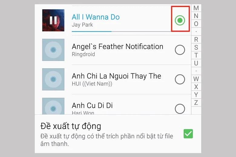 Chọn bài hát và tùy chỉnh đoạn nhạc chuông