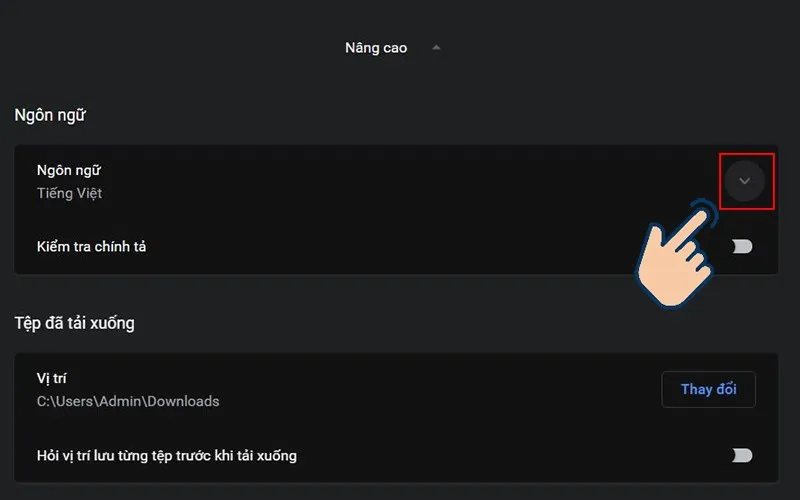 Chọn biểu tượng mũi tên.