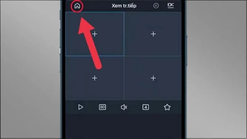 Chọn biểu tượng ngôi nhà để vào trang chủ