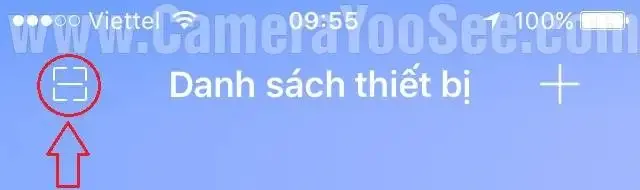 Chọn biểu tượng quét mã QR để bắt đầu quá trình cài đặt camera Yoosee trên điện thoại thứ hai