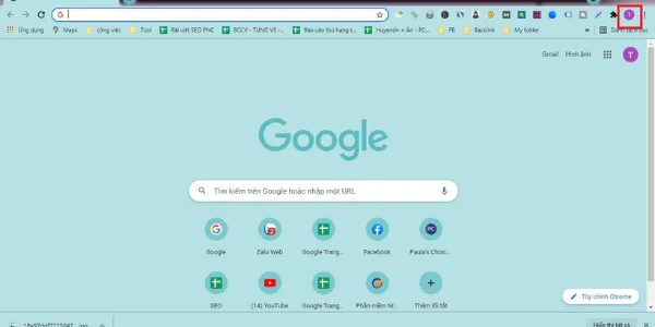 Chọn biểu tượng tên tài khoản ở góc phải trên cùng màn hình