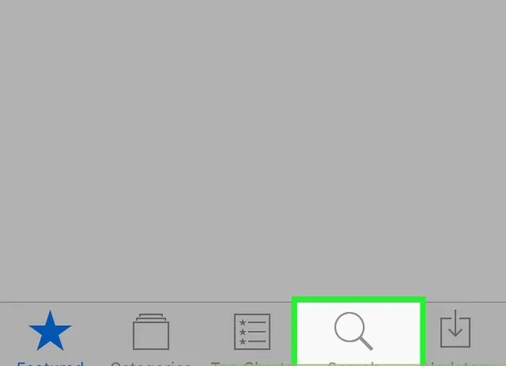 Chọn biểu tượng tìm kiếm kính lúp để tìm ứng dụng quản lý tệp