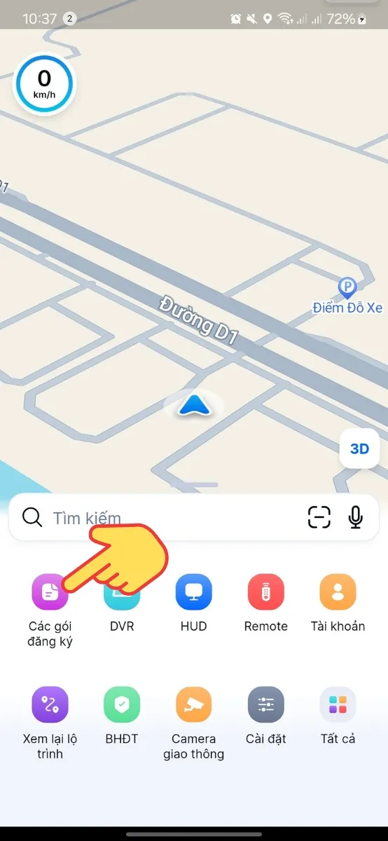 Chọn Các gói đăng ký trong hướng dẫn cài đặt Vietmap Live