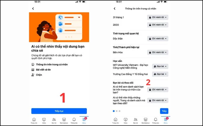 Chọn cài đặt Chỉ mình tôi để ẩn hoàn toàn danh sách bạn bè trên Facebook iPhone