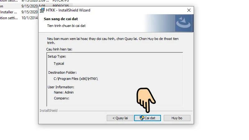 Chọn Cài đặt để thực hiện cách cài đặt phần mềm kê khai thuế qua mạng