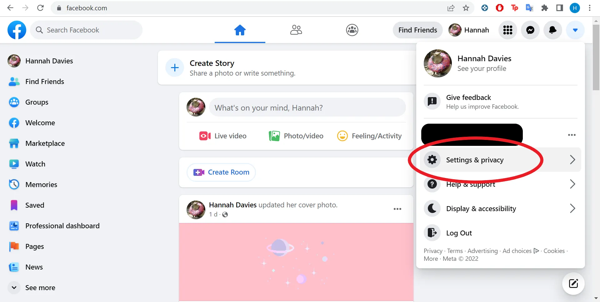 Chọn Cài đặt và Bảo mật trên máy tính