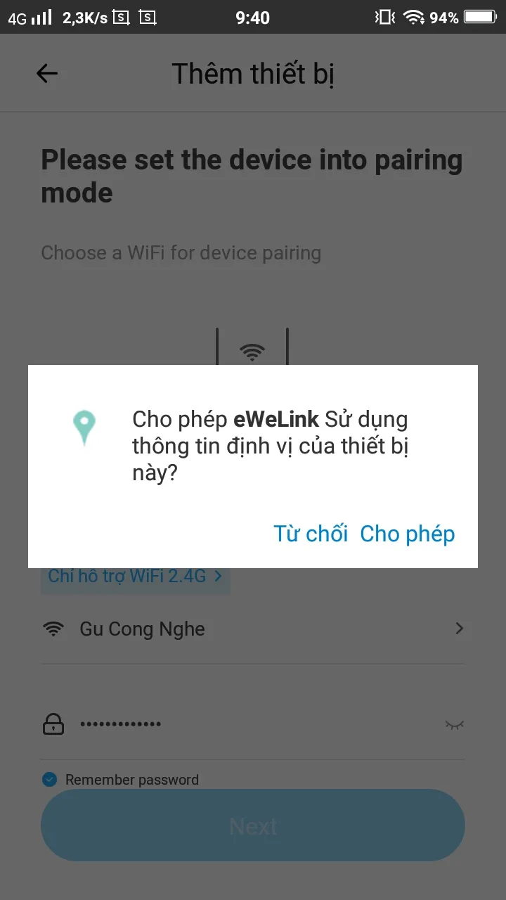 Chọn chế độ Quick Pairing (Ghép nối nhanh) để cài đặt Sonoff