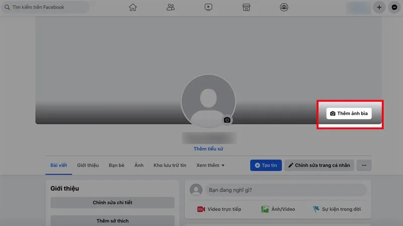 Chọn Chỉnh sửa ảnh bìa để bắt đầu thay đổi trên giao diện máy tính
