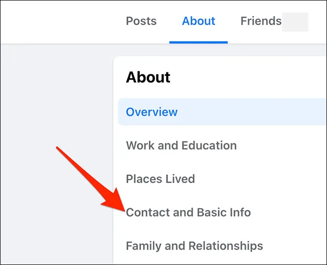 Chọn “Contact and Basic Info”