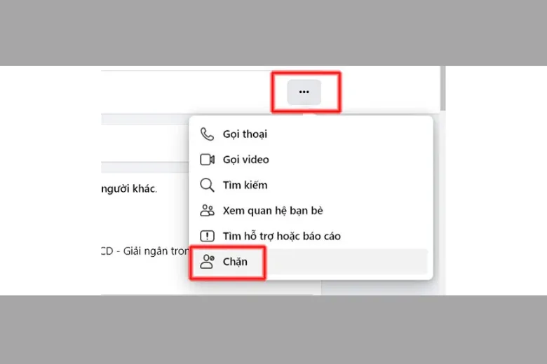 Chọn dấu 3 chấm và Chặn trên hồ sơ cá nhân