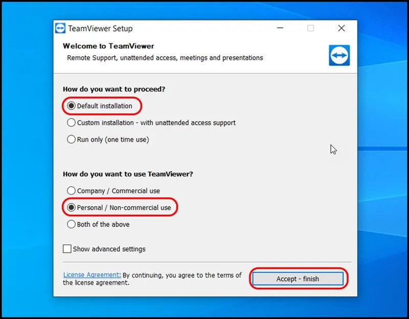 Chọn Default installation và Personal để cài đặt cho mục đích cá nhân