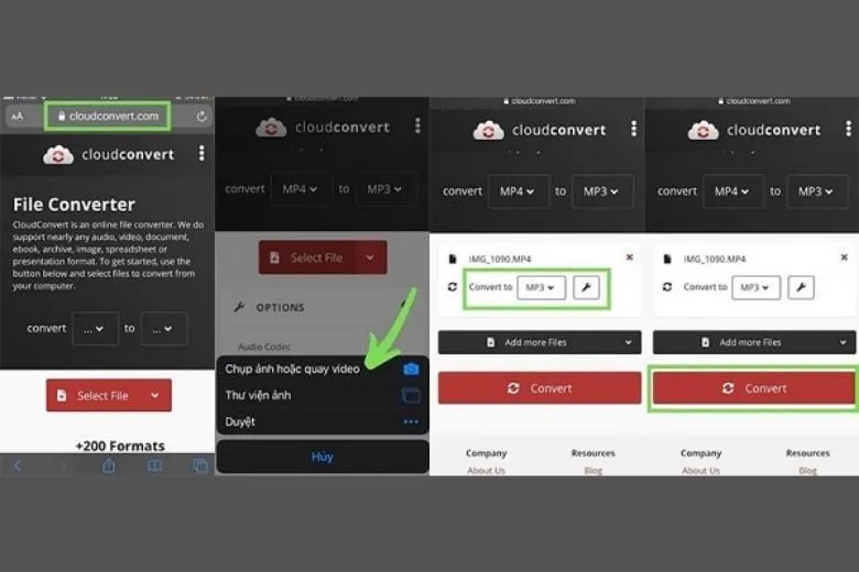 Chọn định dạng đầu ra là MP3 trên Cloud Convert
