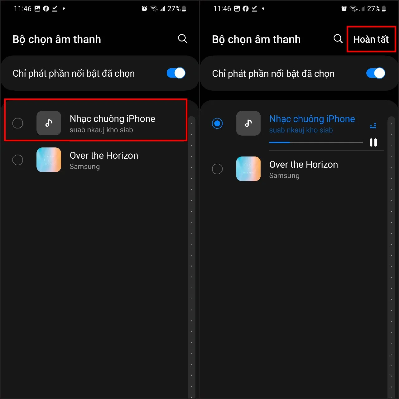 Chọn file nhạc đã tải về để hoàn tất cài nhạc chuông
