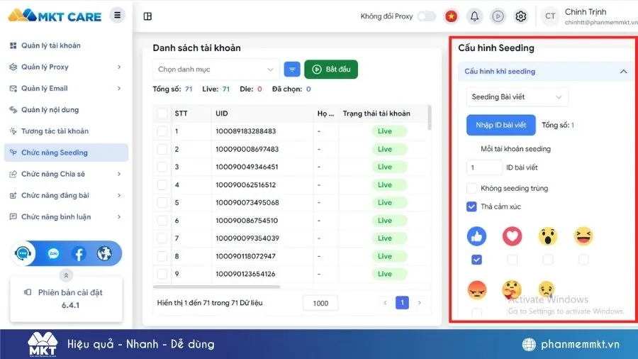 Chọn icon Like trong mục Thả cảm xúc để hack like ảnh
