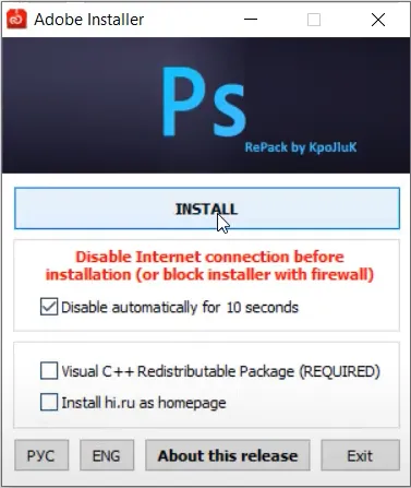 Chọn Install để tiếp tục cài đặt