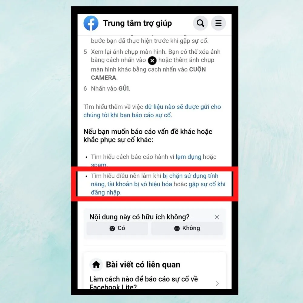 Chọn Khôi phục tài khoản Facebook và làm theo hướng dẫn trên màn hình được hiển thị