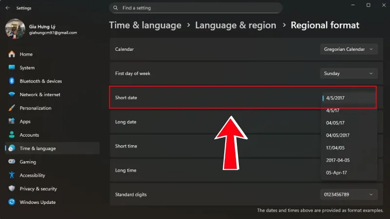 Chọn lại định dạng hiển thị ngày giờ phù hợp với nhu cầu