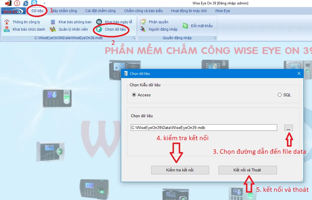 Chọn lại file dữ liệu phần mềm Wise Eye khi đổi ổ đĩa cài đặt