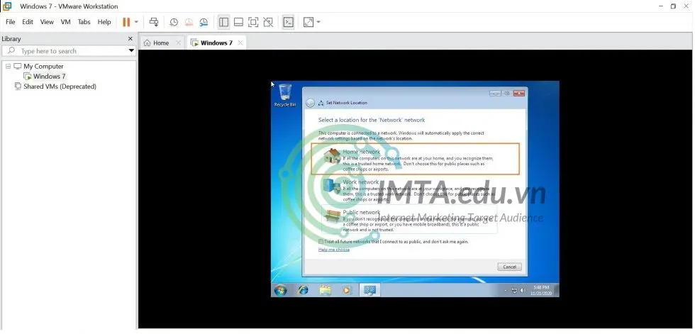 Chọn loại kết nối mạng cho máy ảo